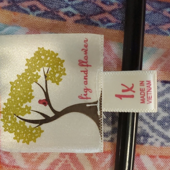 Plus Size Anthropologie Fig and Flower Long Blouse Womens 1X Floral Pockets - Picture 4 of 11